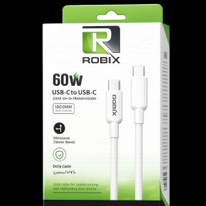 کابل شارژ و انتقال داده روبیکس ROBIX مدل R001 USB-C به USB-C توان 60 وات طول 1 متر