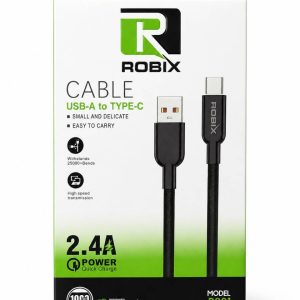 کابل شارژ روبیکس ROBIX مدل R001 USB-A به USB-C توان 2.4 آمپر طول 1 متر