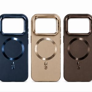 قاب مگ سیف آیفون 17 پرو استنددار در سه رنگ سرمه‌ای، قهوه‌ای و بژ طلایی